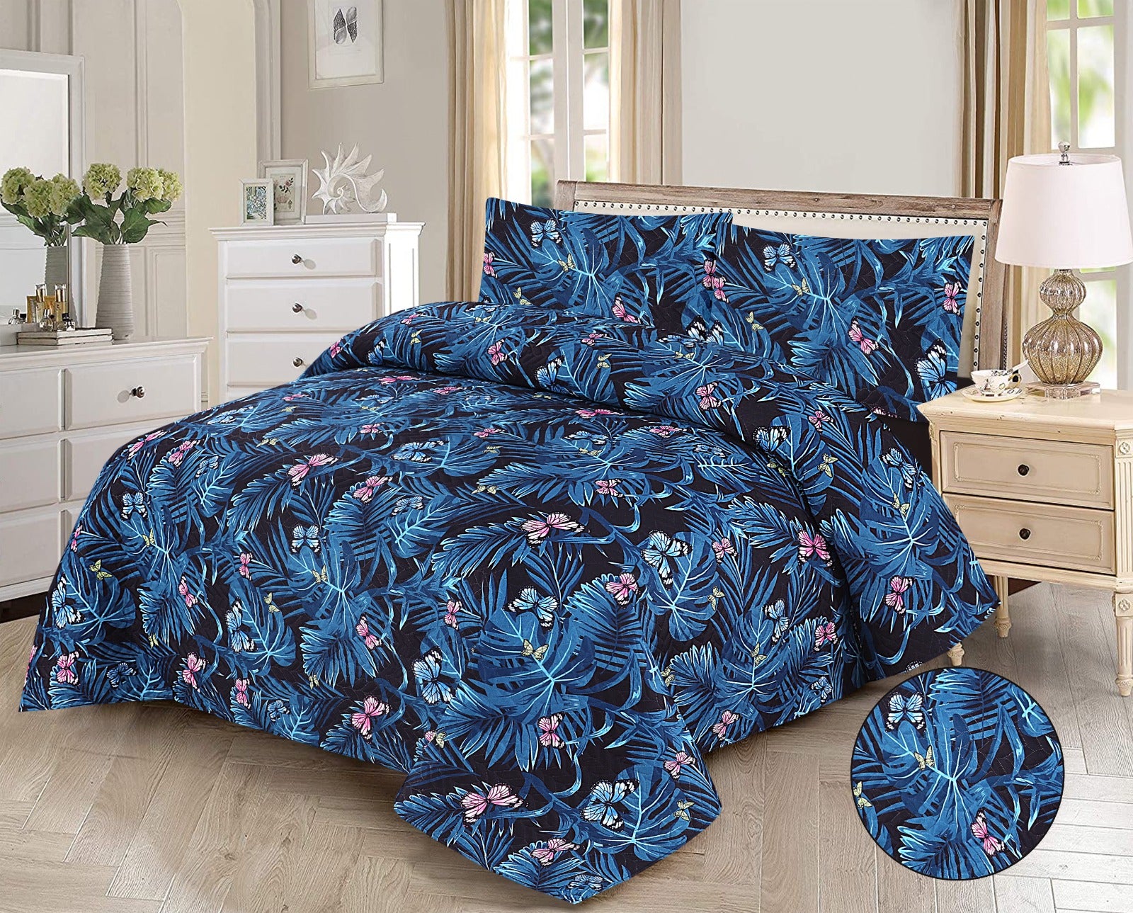 3 PC's Printed Bedspread
